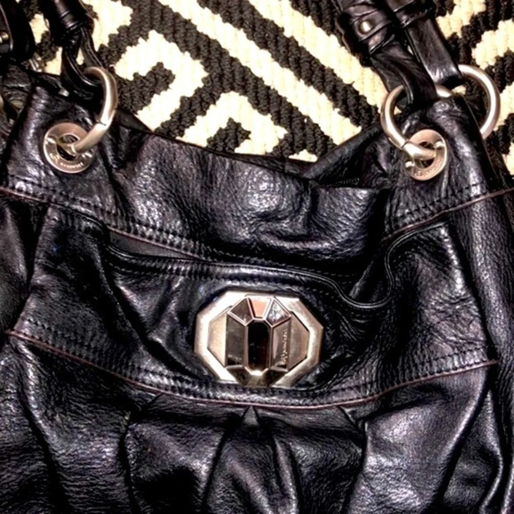 B Makowsky Black Leather Hobo Purse